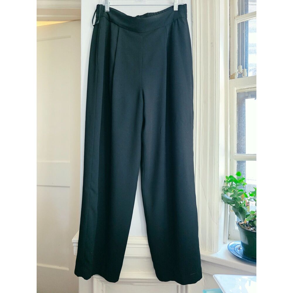 Talbots Petites Black Wide Leg Dress Pants Fully Lined Size 12P Classic Career
